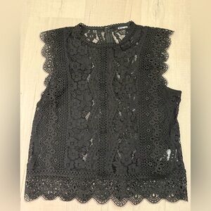Express Black Floral Lace Shell Top